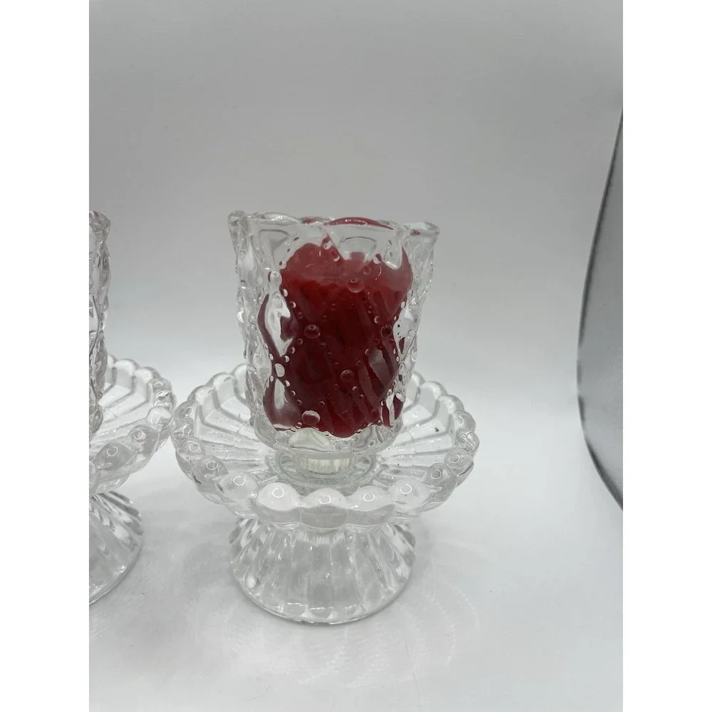 SET OF 2 CRYSTAL VOTIVE CANDLEHOLDERS‎ FOOTED